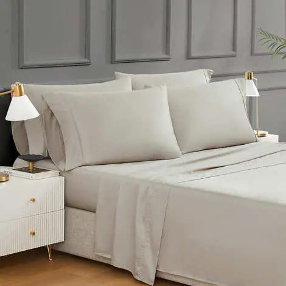 Hotel Signature Sateen Egyptian Cotton 400 Thread 6 Piece Sheet Set, Tan, NWT